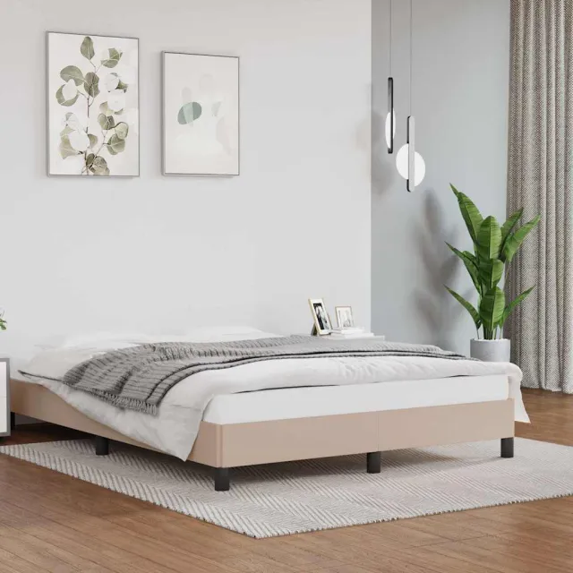 vidaXL Bedframe kunstleer cappuccinokleurig 140x200 cm Bruin