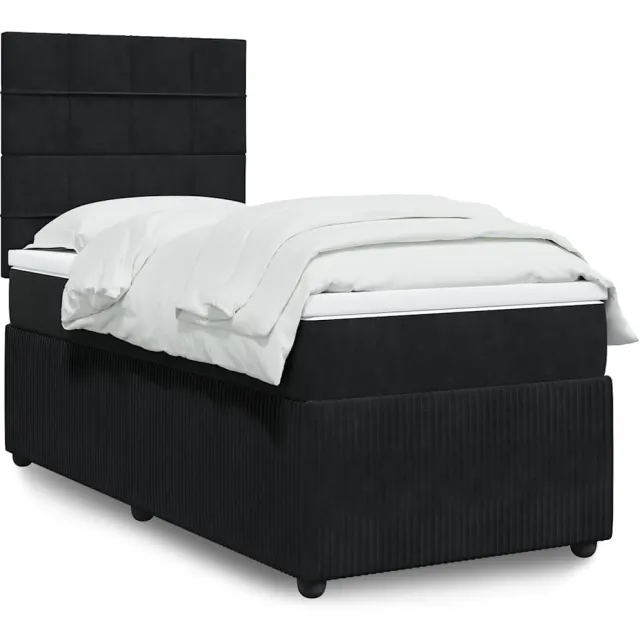 vidaXL Boxspring met matras fluweel zwart 80x200 cm