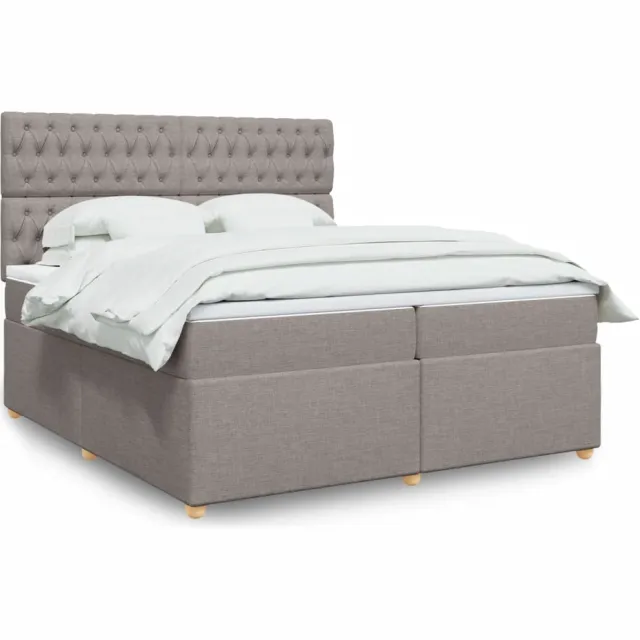 vidaXL Boxspring met matras stof taupe 200x200 cm
