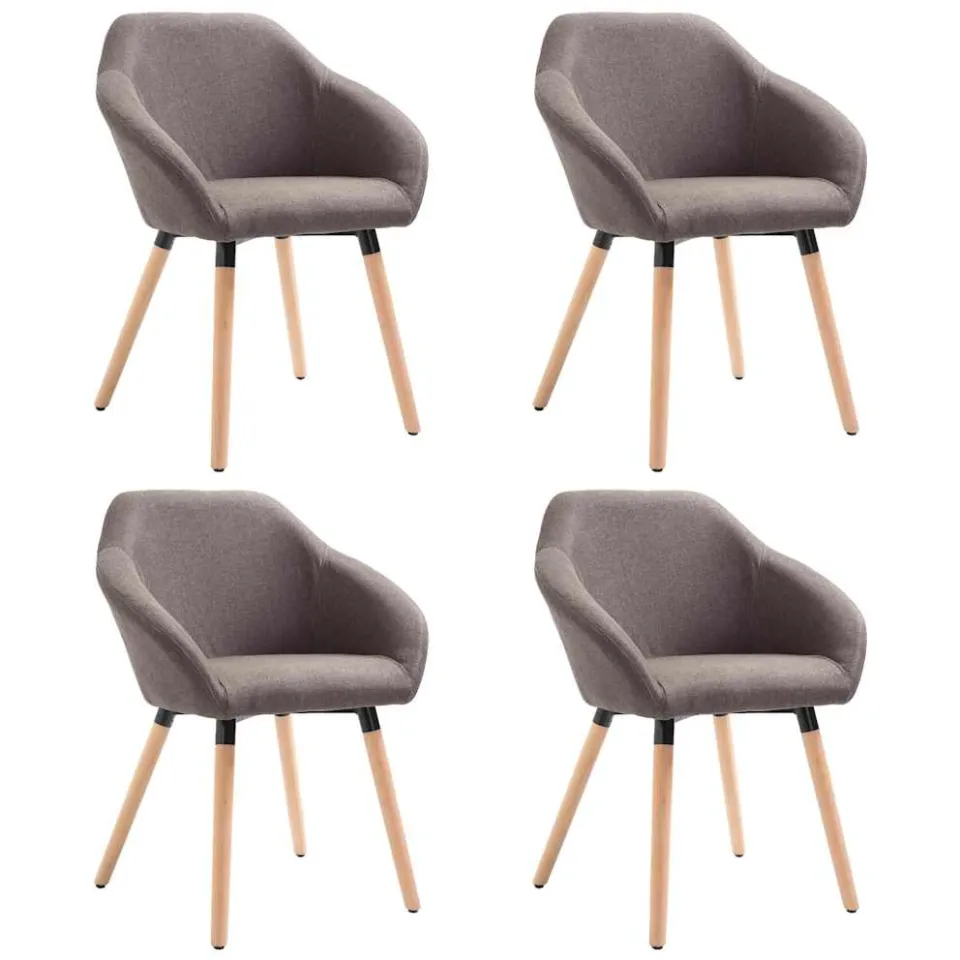 vidaXL Eetkamerstoelen 4 st draaibaar stof taupe, foto 3
