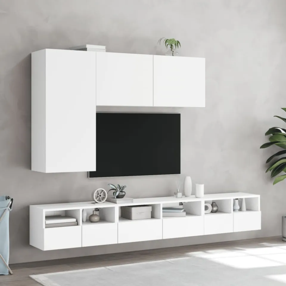 vidaXL Tv-meubel wandgemonteerd 100x30x41 cm wit, foto 4