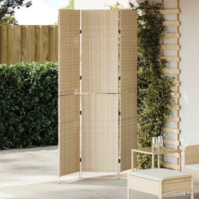 vidaXL Kamerverdeler Beige 147 x 180 cm poly rattan, foto 2