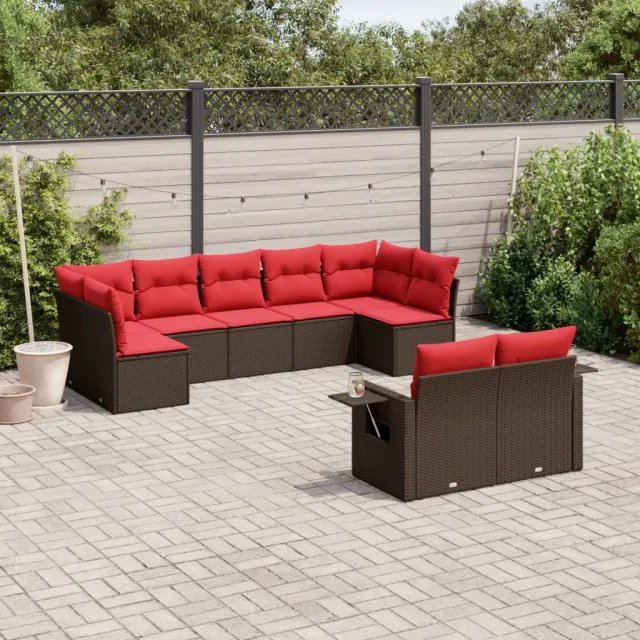 vidaXL 9-delige tuinbankset met kussens, bruin polyrotan, foto 2