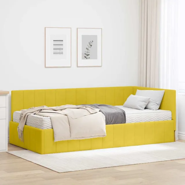 vidaXL Hoekbedframe met Matras 2 st Geel 100 x 200 cm Fluweel