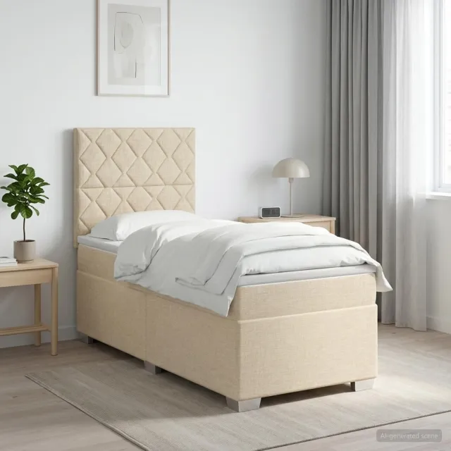 vidaXL Boxspringbed met matras Crèmekleurig 80 x 200 cm Stof