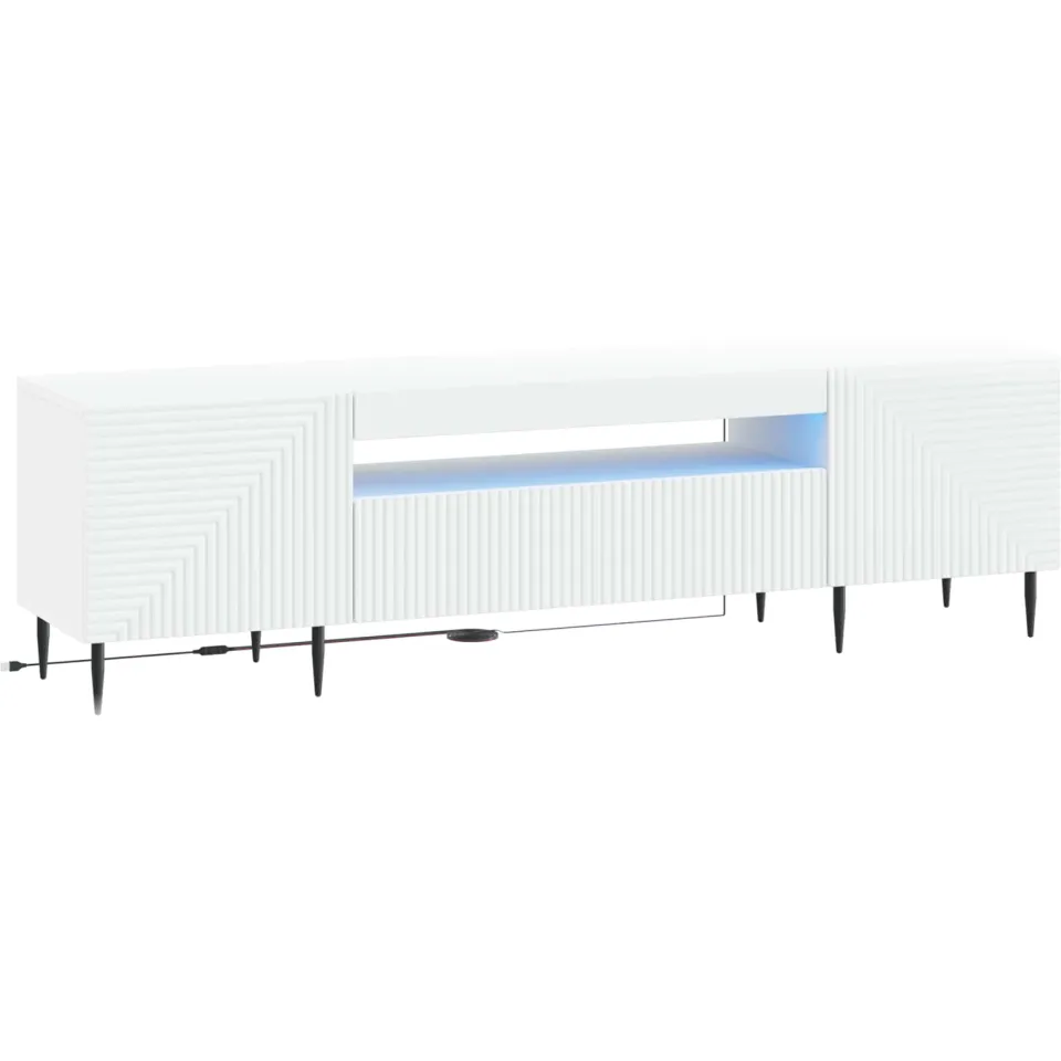 vidaXL LED tv-meubel HAARLEM 153 x 35 x 43 cm Wit Bewerkt hout, foto 3