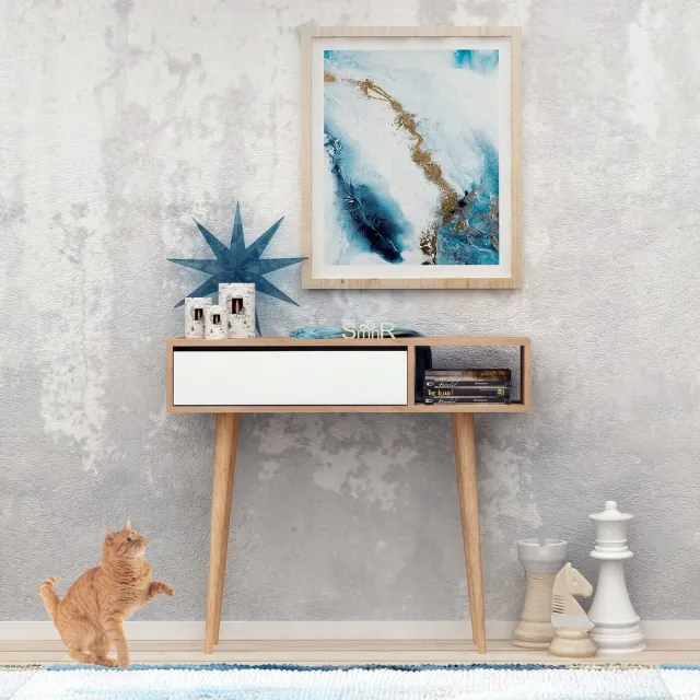 Skye Decor , Dressoir, Oseyo, Gemelamineerde spaanplaat, Eiken & Wit, 100 x 30 x 94 cm
