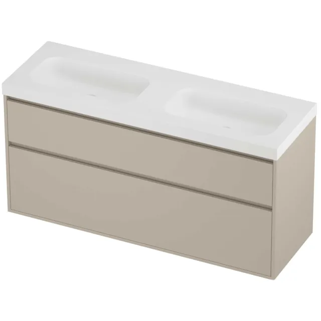 Proline Haga Badmeubelset Polystone Mezza 140x46x73 cm Mat White Soft Linen Beige