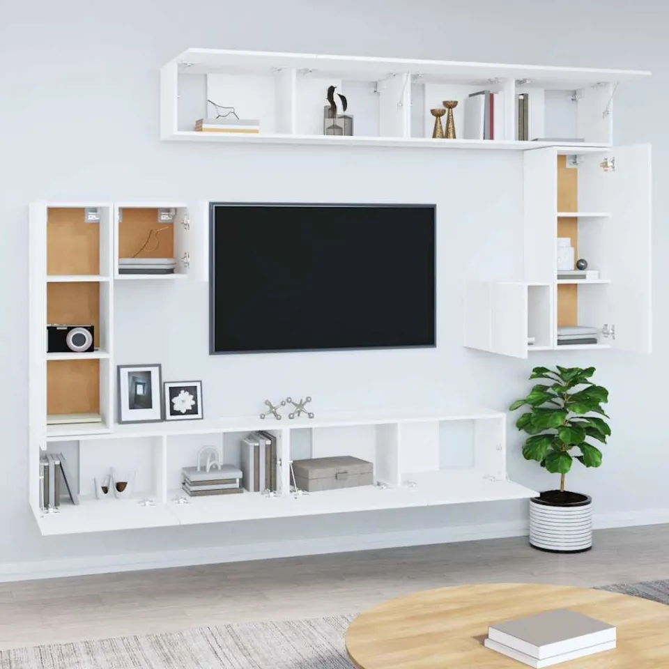 vidaXL Tv-wandmeubel bewerkt hout wit, foto 3