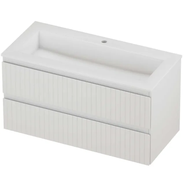 Proline Aristo Badmeubelset Polystone Elegant 1 Kraangat 100x46x54 cm Glans Wit Glans Wit