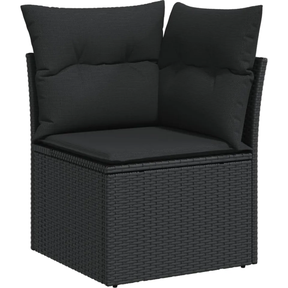 vidaXL 4-delige Loungeset met kussens poly rattan zwart, foto 4
