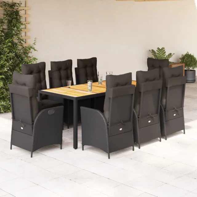 vidaXL 9-delige Tuinset poly rattan zwart, foto 2