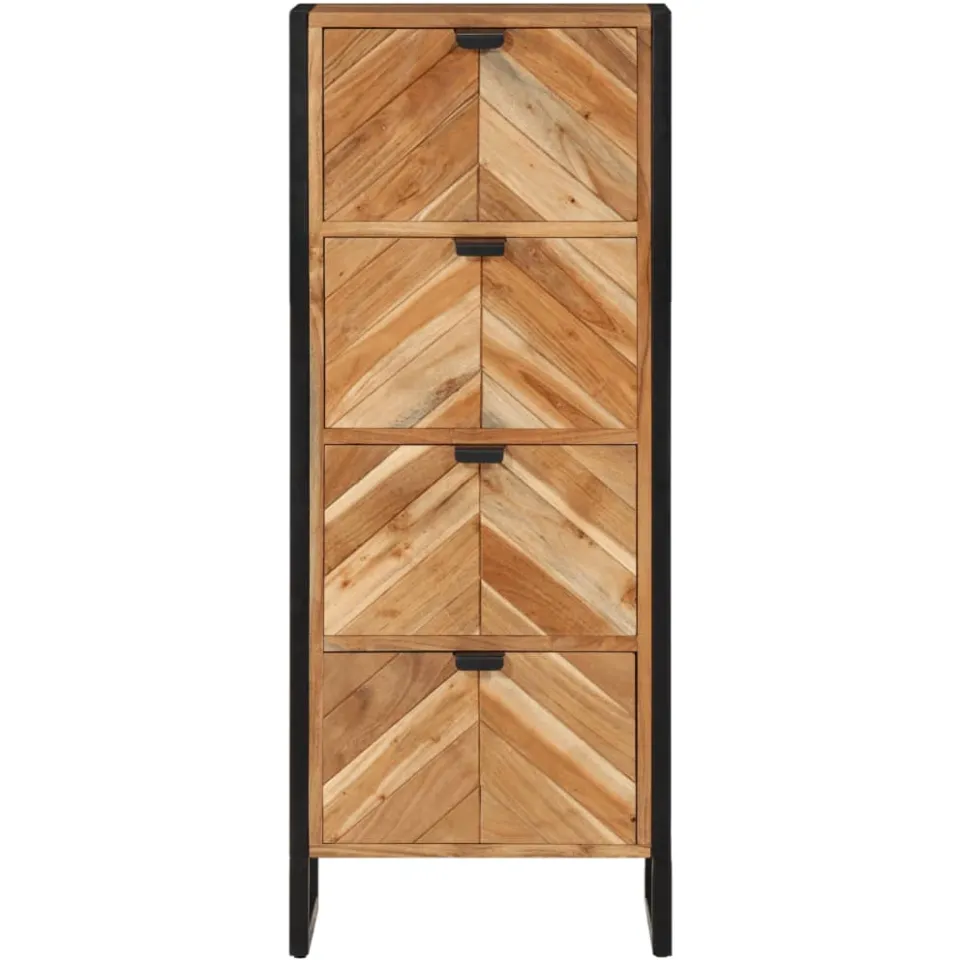 vidaXL Badkamerkast 40x30x100 cm massief acaciahout en ijzer bruin, foto 3