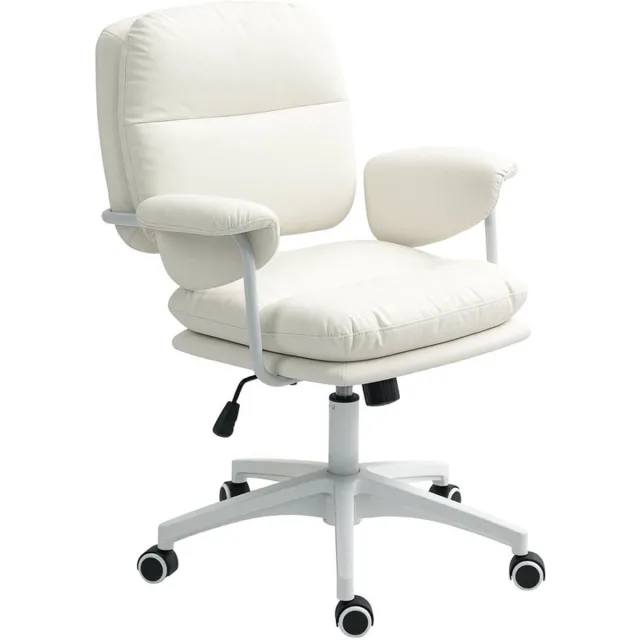 Corenia Bureaustoel – Bureaustoel Verstelbaar – Bureaustoel Kantoor – Bureaustoel Thuis – Bureaustoel Wit – Verstelbare Zithoogte – Kunstleren Bekleding