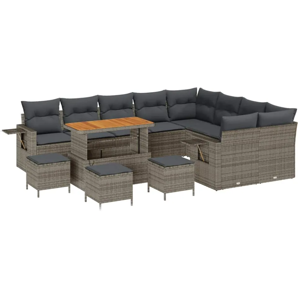 vidaXL Tuinbankenset 13 st Grijs poly rattan
