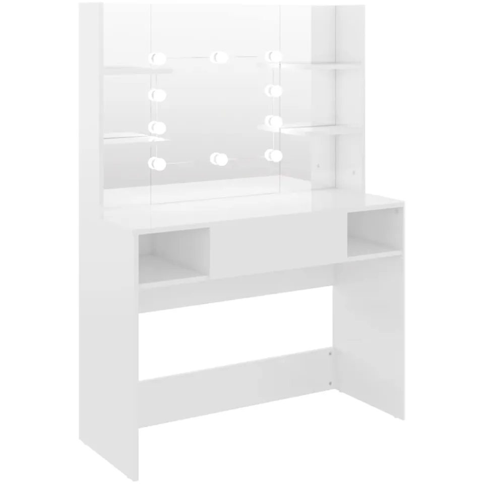 vidaXL Kaptafel met LED-verlichting 100x40x135 cm MDF glanzend wit, foto 3