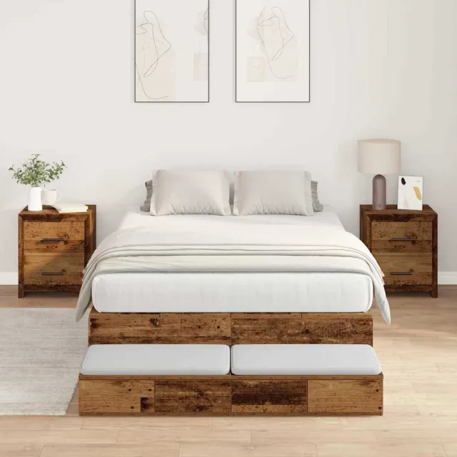 vidaXL Opbergbedframe met lade met opslag Oud Hout 120 cm Bewerkt hout bruin