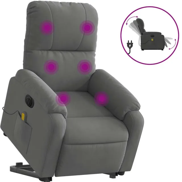 vidaXL Sta-op-massagestoel - elektrisch - microvezelstof - donkergrijs