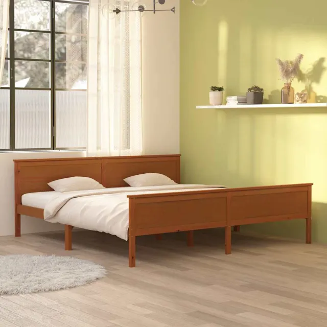 vidaXL Bedframe massief grenenhout honingbruin 200x200 cm bruin