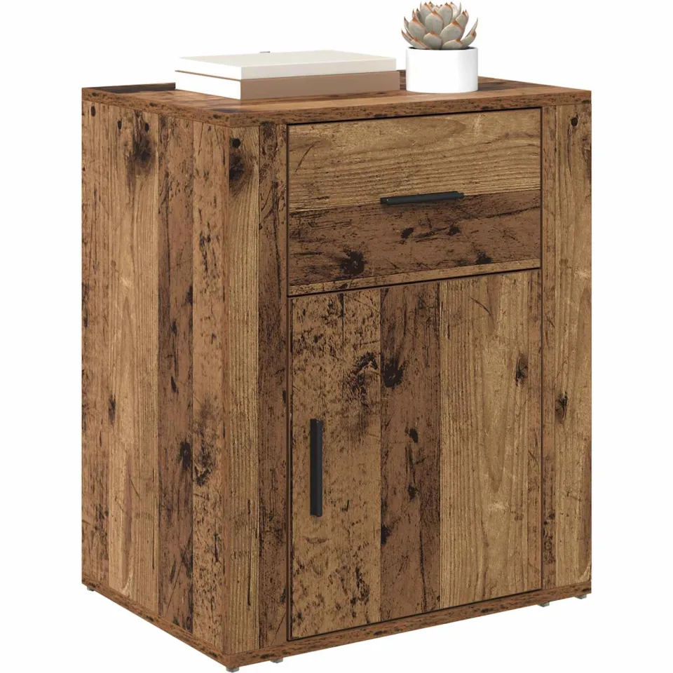 vidaXL Nachtkastje Oudhout 35 x 50 x 60 cm Bewerkt hout Bruin