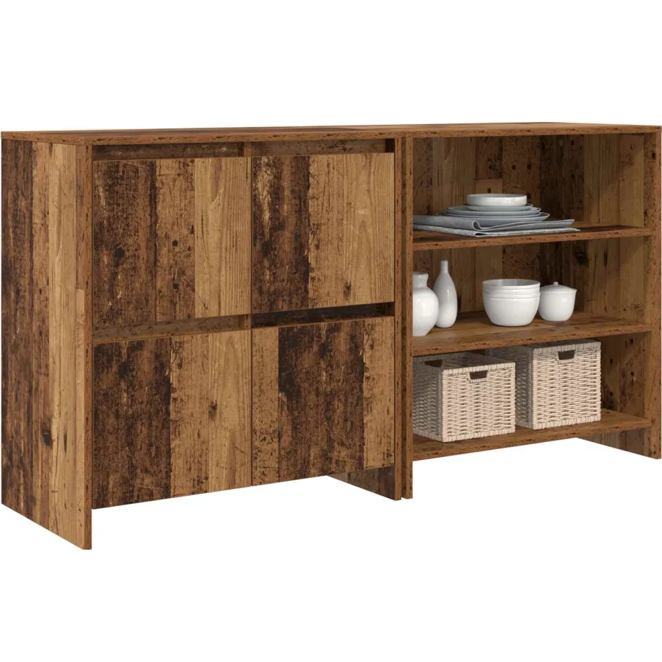 vidaXL Dressoir 2 st Oudhout 70 x 41 x 75 cm Bewerkt hout Bruin
