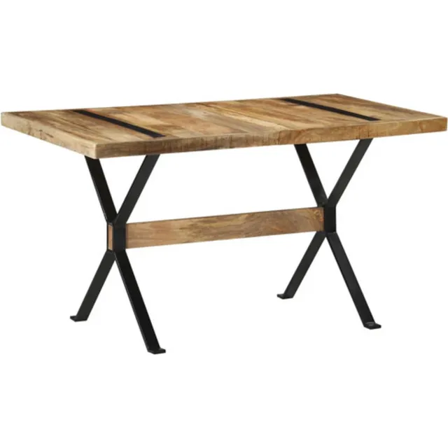 vidaXL Eettafel - 140x70x76 - cm - ruw - mangohout Bruin