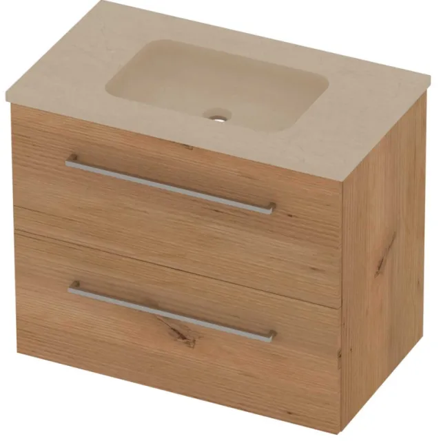 Basic-Line Rocky 46 Badmeubelset Hardsteen Midden 80x46x62 cm Whisky Oak Sand Stone Beige