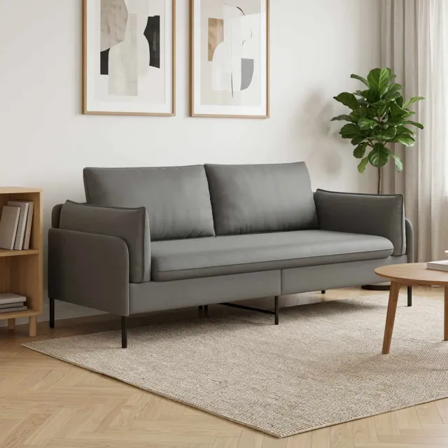 vidaXL 3-Zits Bank 3-zits Donkergrijs 222 x 81 x 89 cm fluweel