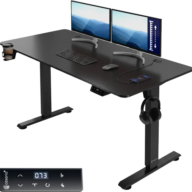 Casaria Elektrisch in Hoogte Verstelbaar Bureau 140x60 cm – Zwart