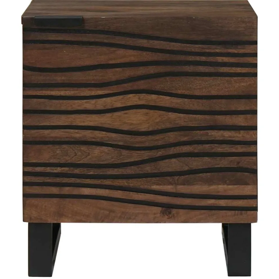 vidaXL Nachtkastje Walnotenhout 40 x 33 x 46 cm Bewerkt hout bruin, foto 3