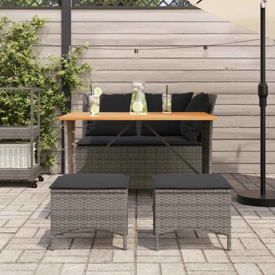 vidaXL 4-delige Tuinset met kussens poly rattan grijs, foto 2
