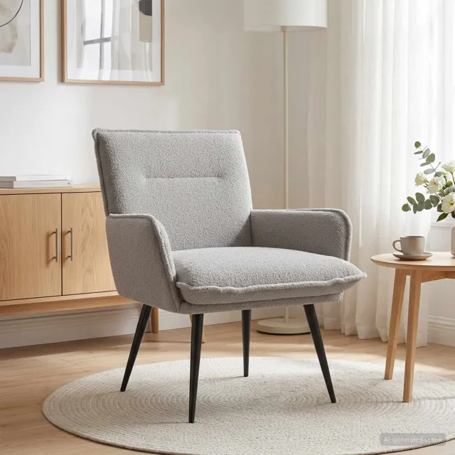 vidaXL Fauteuil Lichtgrijs Bouclé