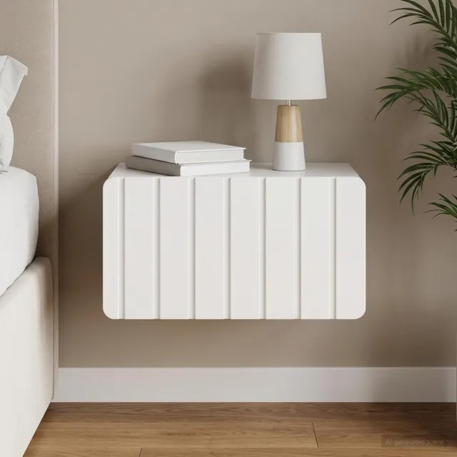 vidaXL Wandbeugel Bedkast Hoogglans Wit 49 x 34,5 x 24 cm Bewerkt hout, foto 2