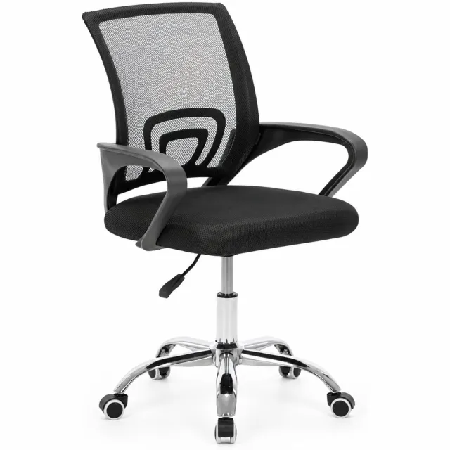 springos Ergonomische Bureaustoel - Verstelbaar - Mesh Rugleuning - 5-Wiel Onderstel - Zwart