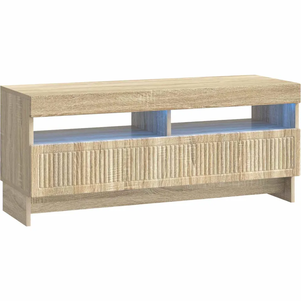 vidaXL LED tv-meubel EDE 100 x 35 x 43 cm Sonoma Eiken Bewerkt hout, foto 3