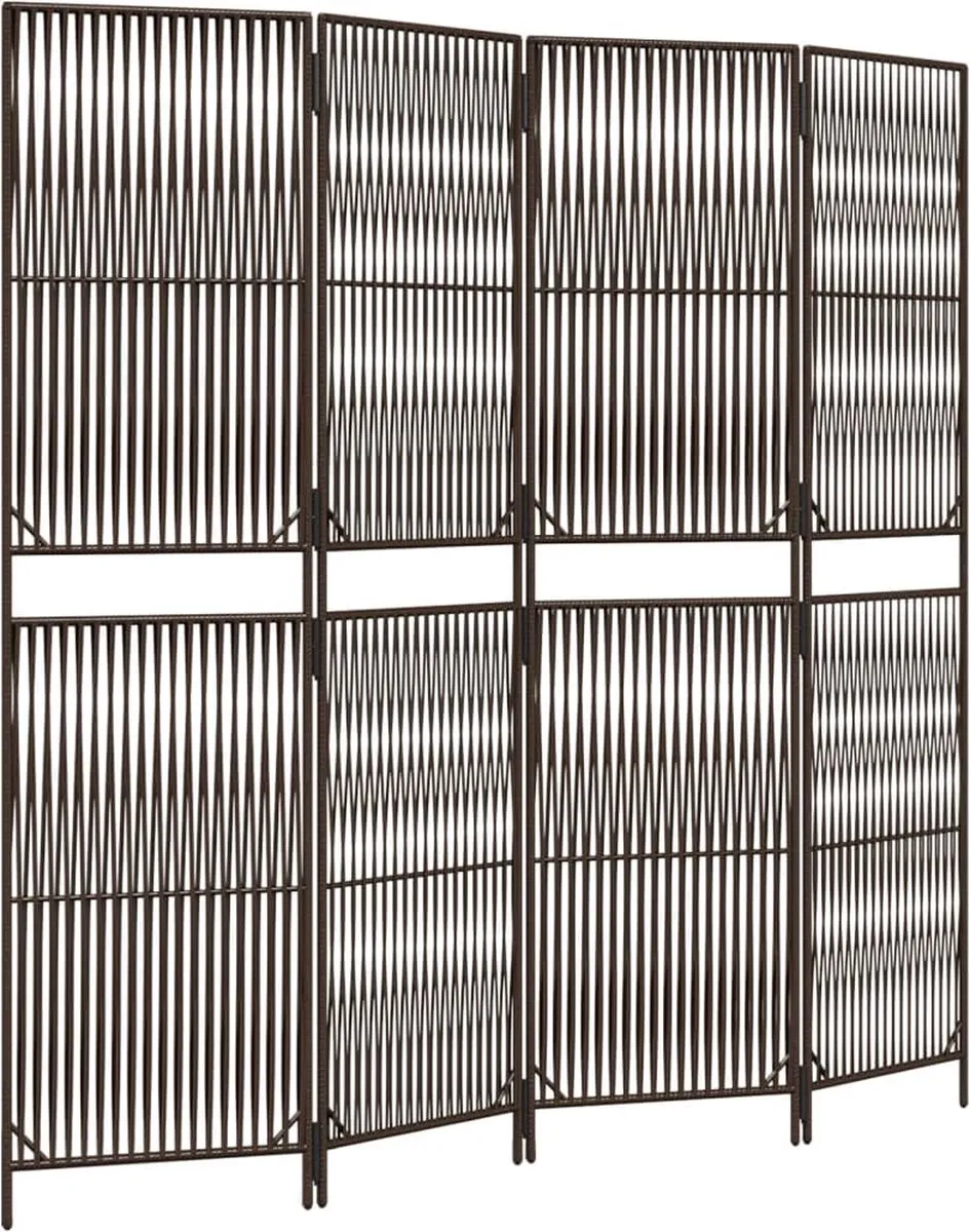 vidaXL Kamerscherm 4 panelen poly rattan bruin, foto 3