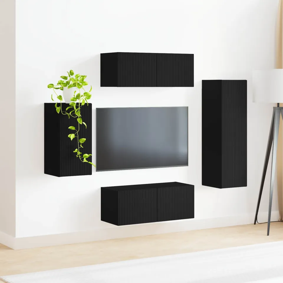 vidaXL Tv-meubelset 4 st 31 x 30 x 100 cm Zwart, foto 4