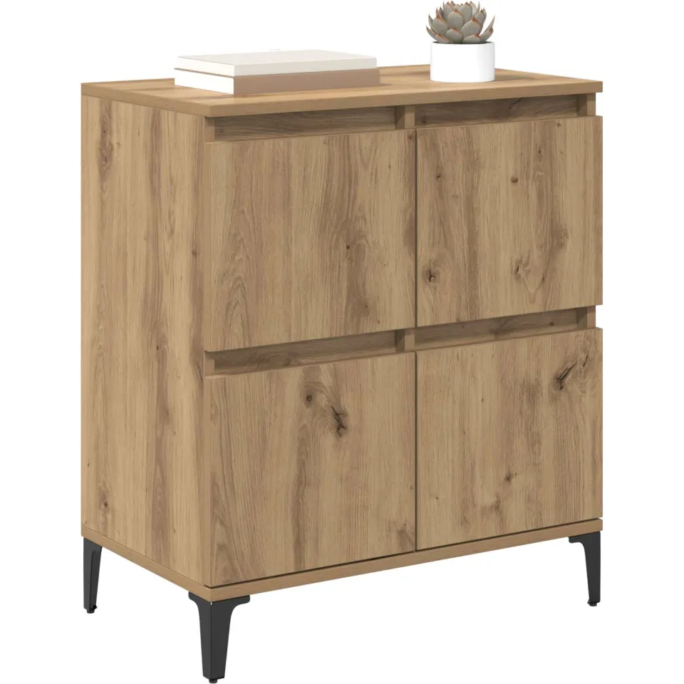 vidaXL Dressoir Artisan Eiken 60 x 35 x 70 cm Gemonteerd hout en ijzer Bruin
