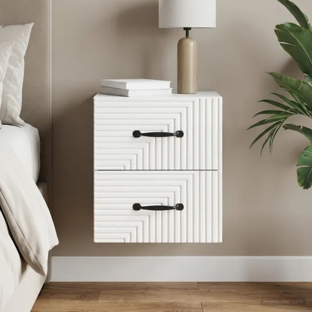 vidaXL Wandbeugel Bedkast Hoogglans Wit 34,5 x 33 x 40 cm Bewerkt hout, foto 2