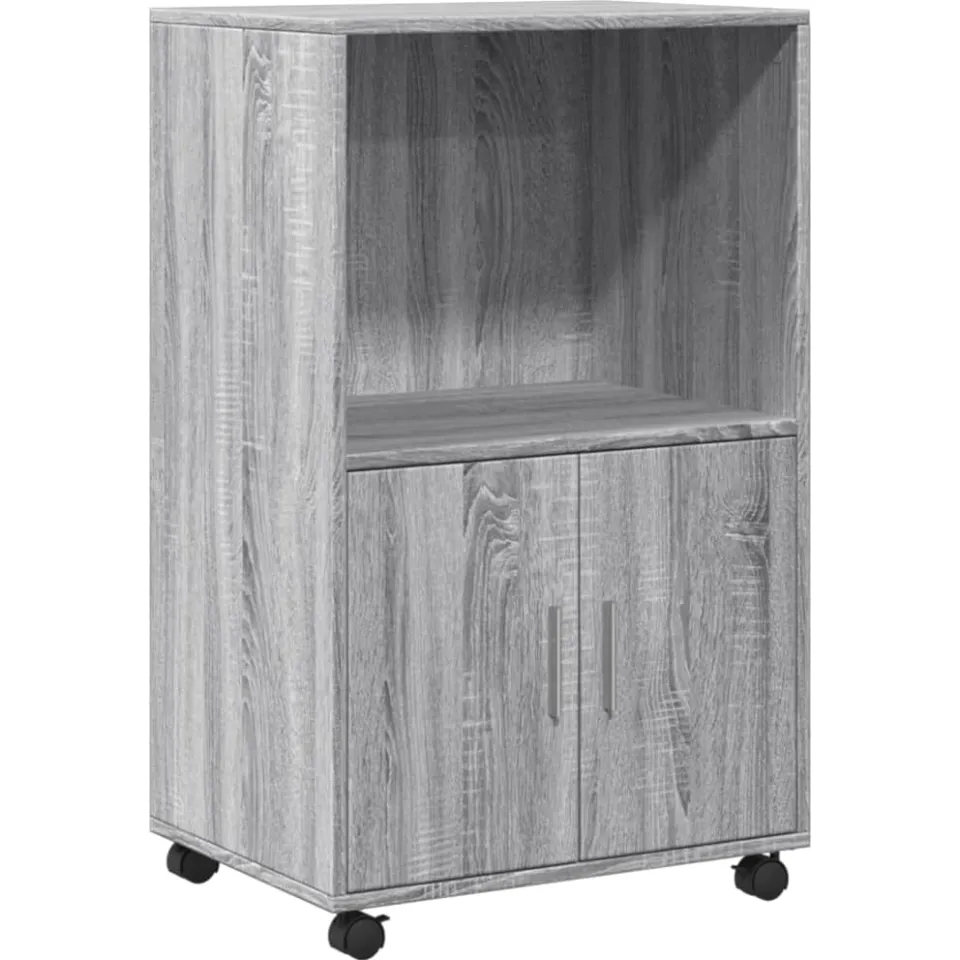 vidaXL Rolkast 55x40x91 cm bewerkt hout grijs sonoma eikenkleurig, foto 3