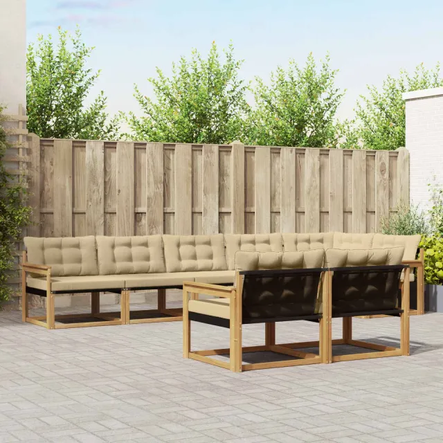 vidaXL Buiten bankenset 8 st 8-zits Wit en Beige
