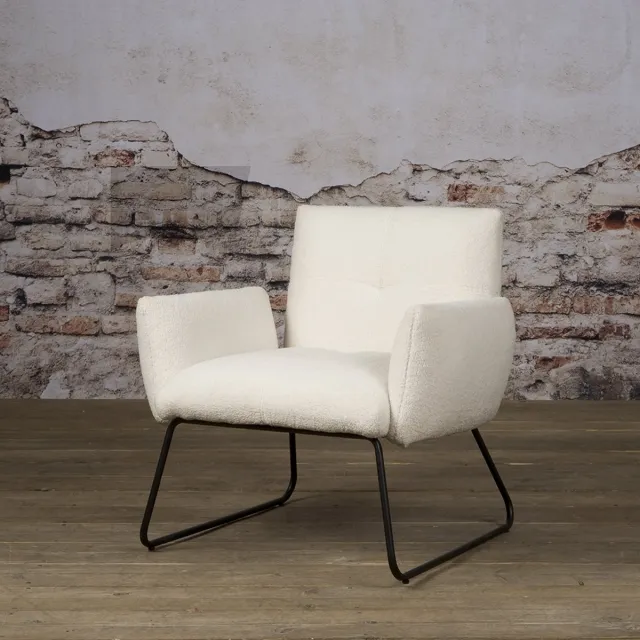 sidd Dante coffeechair - fabric Teddy MJ8-1 White wit