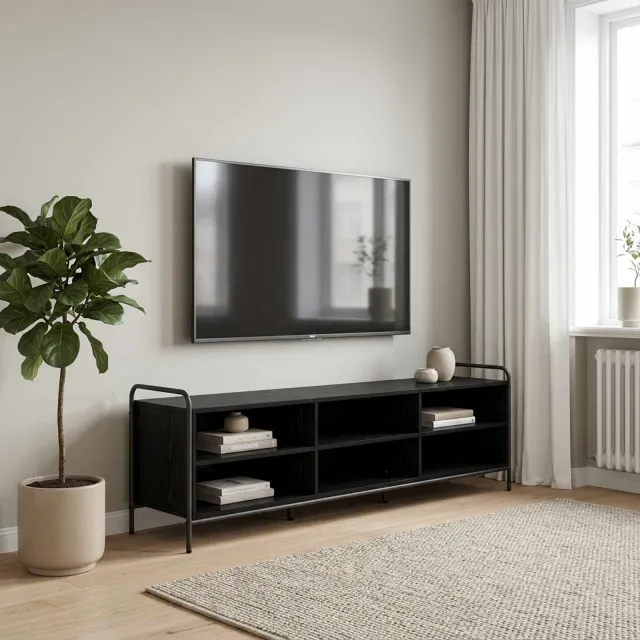 vidaXL Tv-meubel 140 x 39,5 x 50 cm Zwart eiken Bewerkt hout
