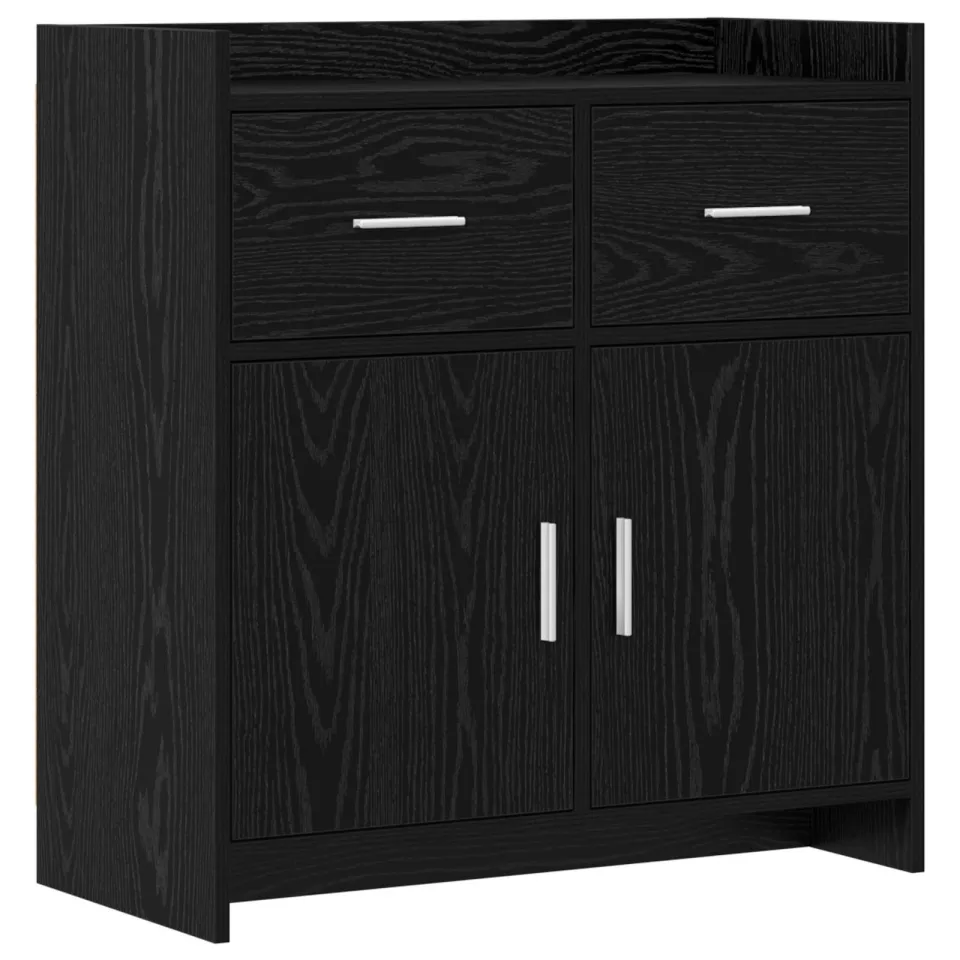 vidaXL Dressoir Zwart eiken 75 x 36 x 80 cm Bewerkt hout, foto 3