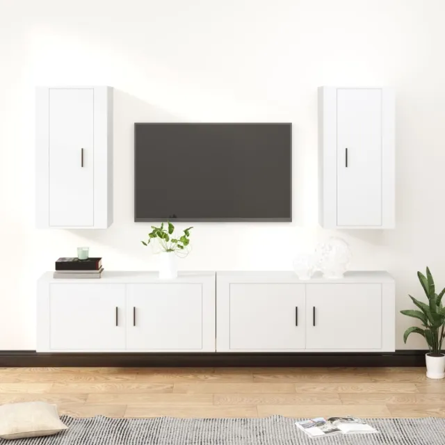 vidaXL 4-delige Tv-meubelset bewerkt hout wit, foto 2