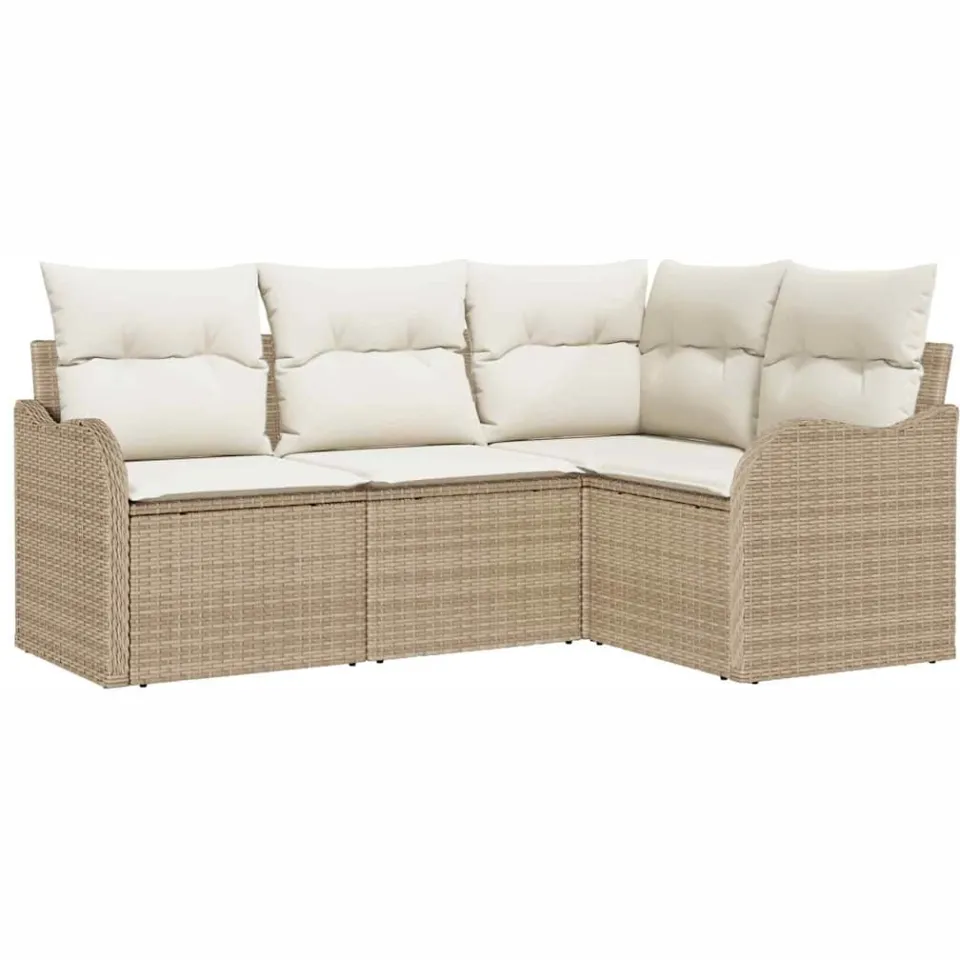 vidaXL Tuin Sofa Set 4 st Beige poly rattan