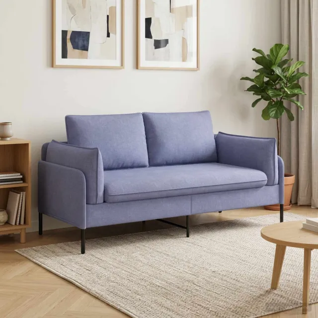 vidaXL 2-Zits Sofa Jeans Blauw 188 x 81 x 89 cm Stof