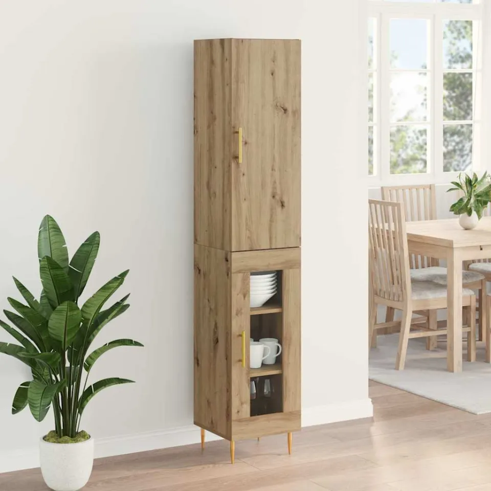 vidaXL Hoge kast 2 st Artisan Eiken 34,5 x 34 x 180 cm Bewerkt hout, foto 4