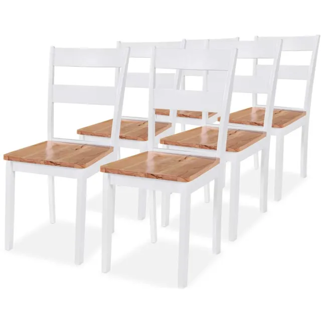 vidaXL Eetkamerstoelen 6 st massief rubberwood wit