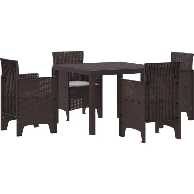 vidaXL Tuin Eetset 5 st Bruin Polypropyleen